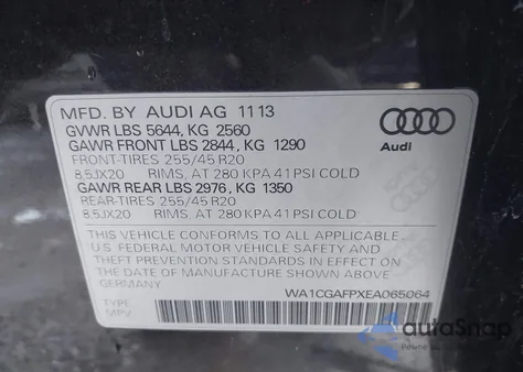 2014 Audi Sq5 3.0T Premium Plus z USA, uszkodzony, nr VIN WA1CGAFPXEA065064